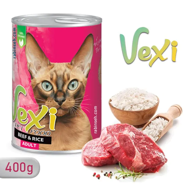 کنسرو گربه بالغ وکسی مدل پته با طعم گوشت بره و برنج ۴۰۰ گرمی