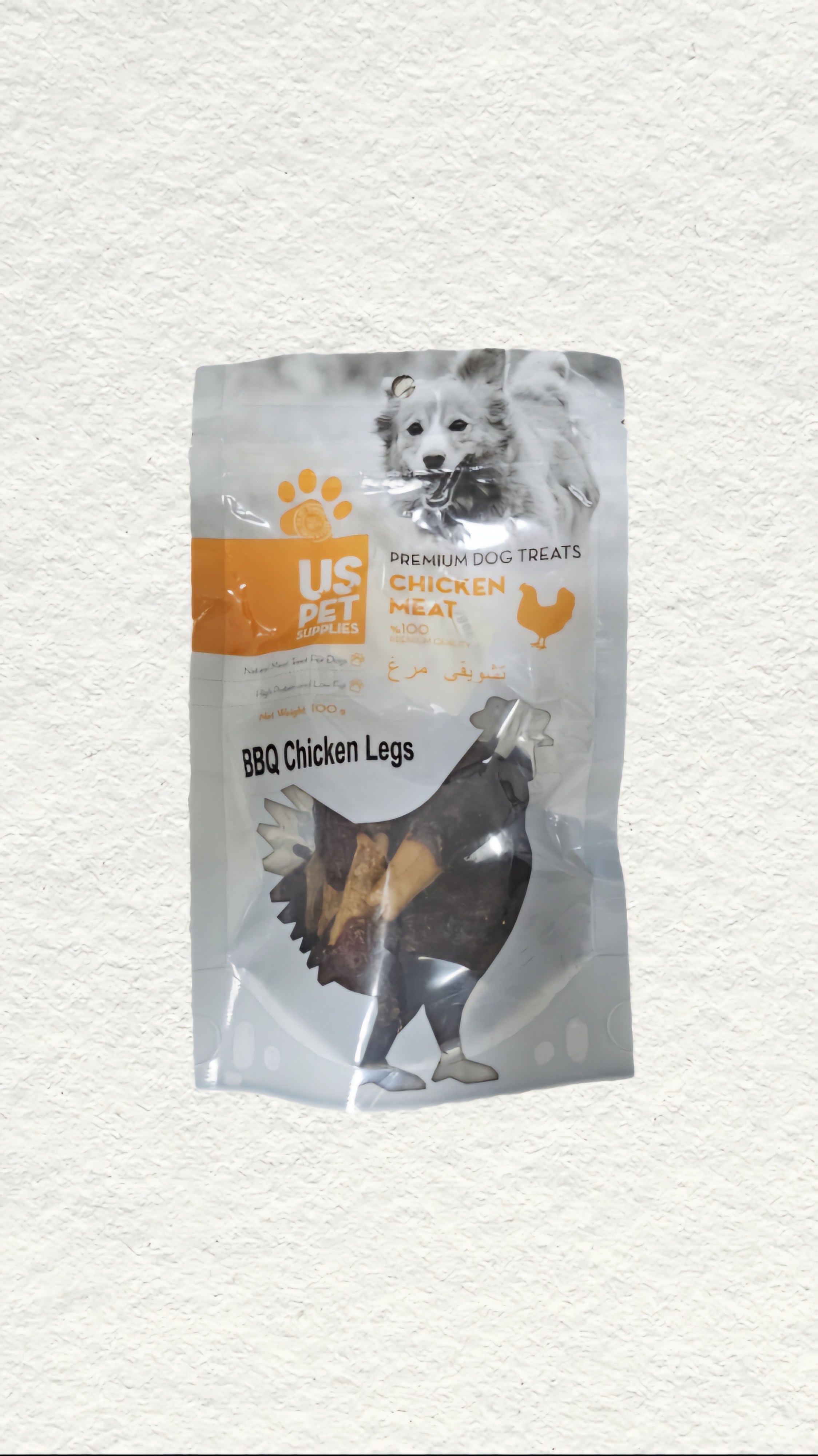 تشویقی سگ مدل ران مرغ باربیکیو شده کوچم یو اس پت US Pet Chicken Meat وزن 100 گرم