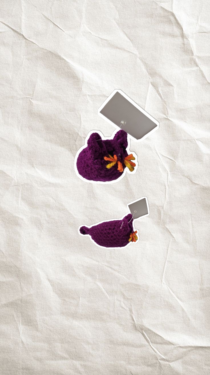 اسباب بازی بافتنی موش خیلی کوچک بنفش بی صدا