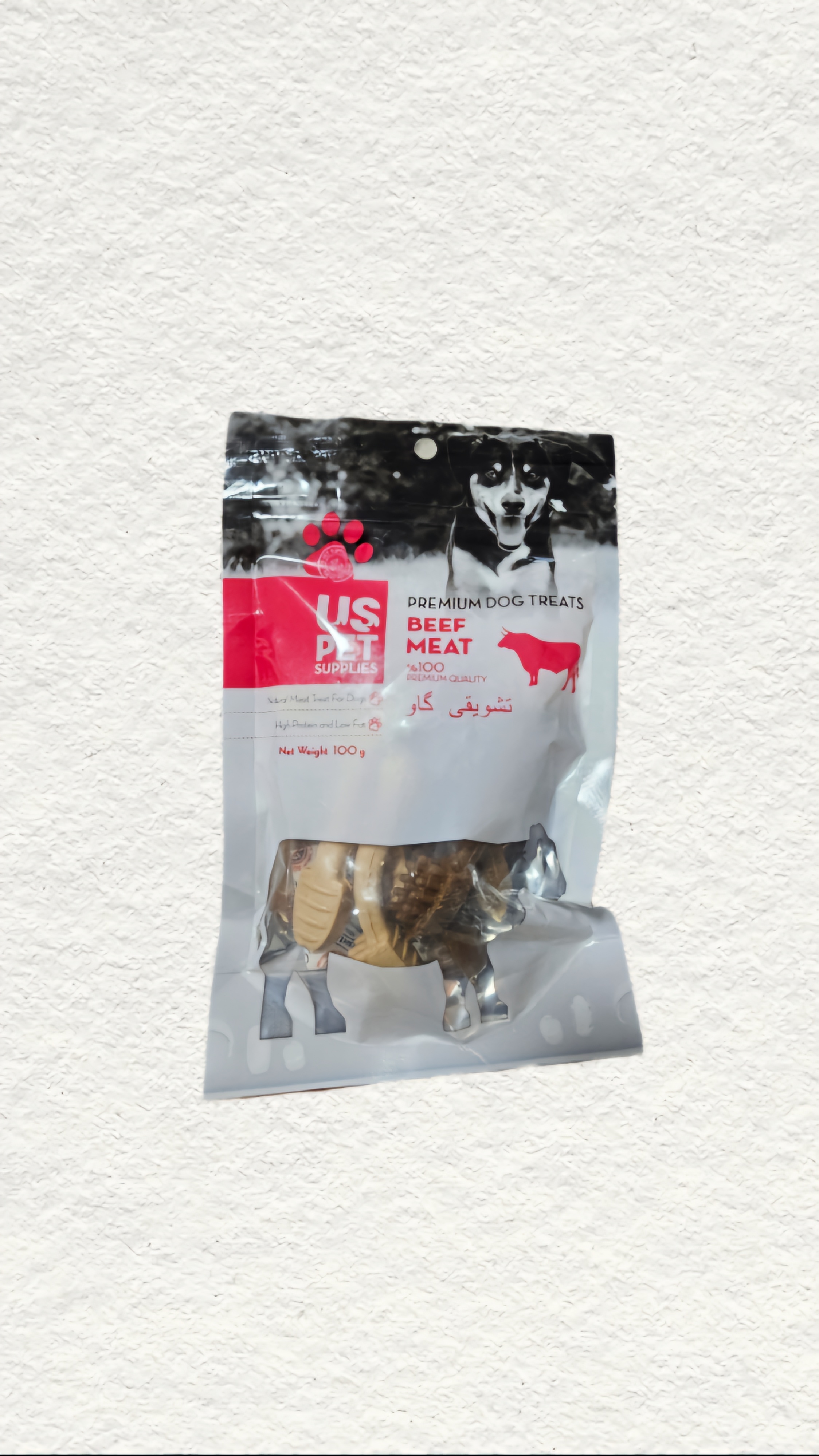 تشویقی سگ مدل دنتال مسواکی گوساله و شیر یو اس پت US Pet beef Meat وزن 100 گرم