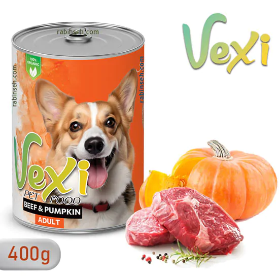 کنسرو وکسی سگ بالغ گوشت و کدو 400 گرمی