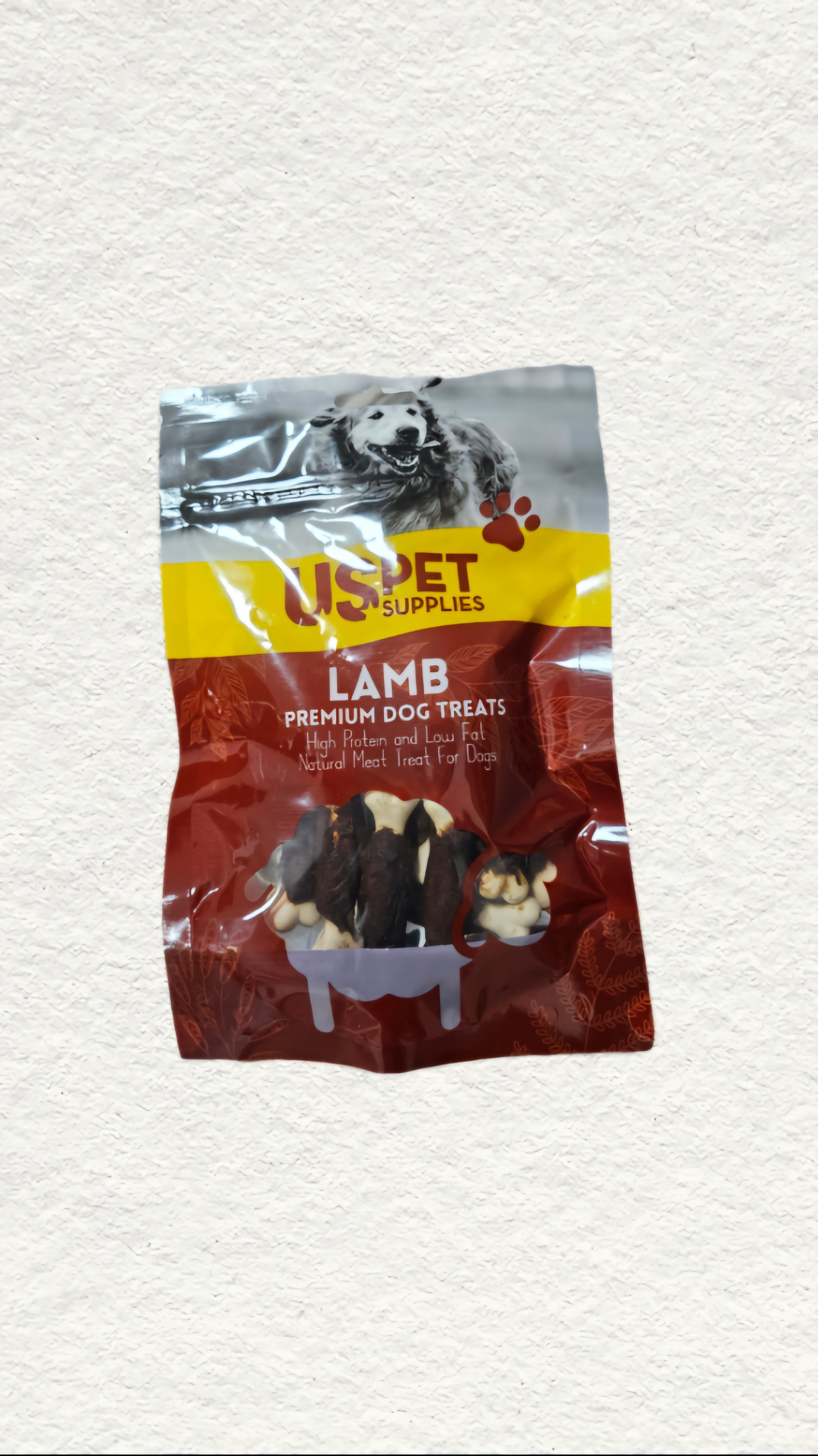 تشویقی سگ مدل استخوان کلسیم دور گوشت بره یو اس پت US Pet lamb Meat وزن 100 گرم